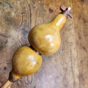 Long Cherry Rattle With 2 Gourds and Inlay - Etsy
