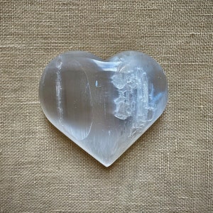Selenite Heart Worry Stone