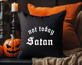 Fodera per cuscino gotico "Not Today Satan" / Arredamento gotico / Halloween / Arte spettrale