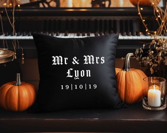 Custom Message Cushion Cover | Gothic Decor | Halloween | Wedding Gift | Anniversary | Newlyweds
