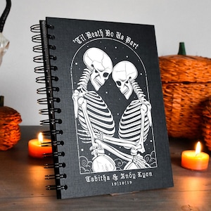 Benutzerdefinierte Gothic Skelett 'Bis der Tod uns scheidet | Gästebuch | Zeitschrift | Notizbuch DIN A5