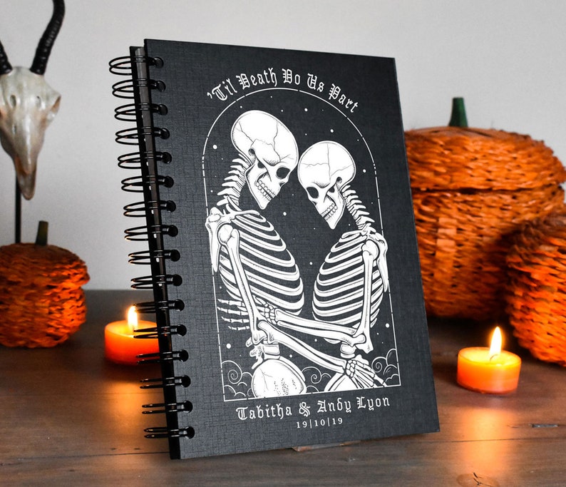 Custom Gothic Skeleton 'Til Death Do Us Part | Wedding Guestbook | Journal | Notebook A5
