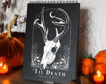Custom Gothic Skeleton 'Til Death Do Us Part Book | Wedding Guestbook | Journal | Notebook A4