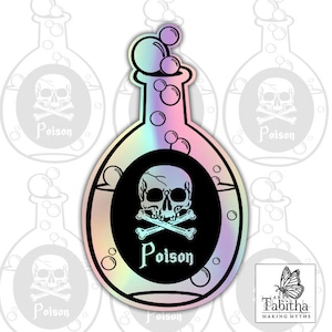 Holographic Bubbly Poison  Bottle Sticker - Vinyl Decal - Witchy