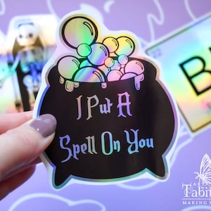 Holographic Cauldron &#39;I put a spell on you&#39;  sticker - vinyl decal - witchy