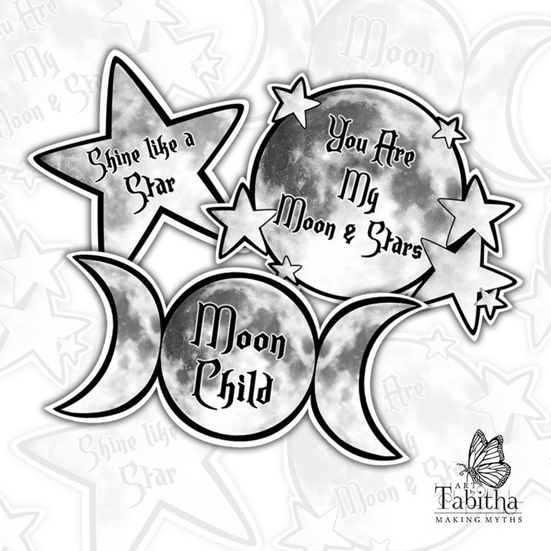 Moon & Stars Sticker Pack - Vinyl Decal - Celestial - Galaxy - Etsy