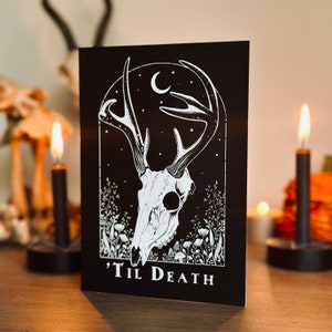 Biglietto d'auguri con teschio di cervo fino alla morte / gotico / spettrale / fidanzamento / matrimonio