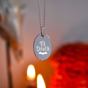 Custom Gothic "Til Death" Pendant & Chain | Silver Jewellery | Personalised Gift