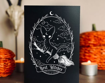 Best Witches Kitty's Broom Card | gothic | witchy | birthday | greetings card