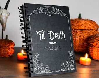 Custom Gothic Til Death Botanical & Witchy | Wedding Guest Book | Journal | Notebook A5