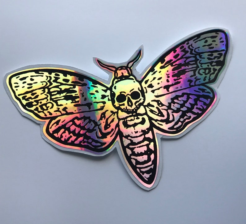 Holographic Death Head Moth Vinyl Decal Sticker Rainbow Moth | Etsy UK