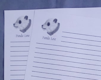 Panda Lined Stationery Letter Sheets / Panda Writing Paper / Art
