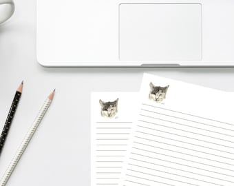 Cat Lined Stationery Letter Sheets  / Art