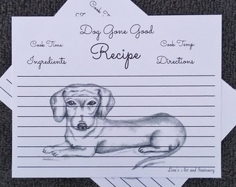 Dachshund Recipe Cards: Hand-Drawn Dog Baking Cards