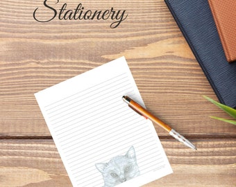 Cat Lined Stationery: Hand-Drawn Writing Paper