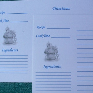 Mushroom Baking Recipe Card Set / Mushroom Lined Recipe Cards / Art