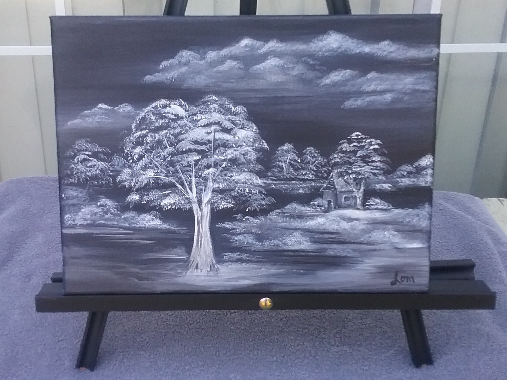 Black And White Acrylic Landscapes Modern Abstract Trees Painting On