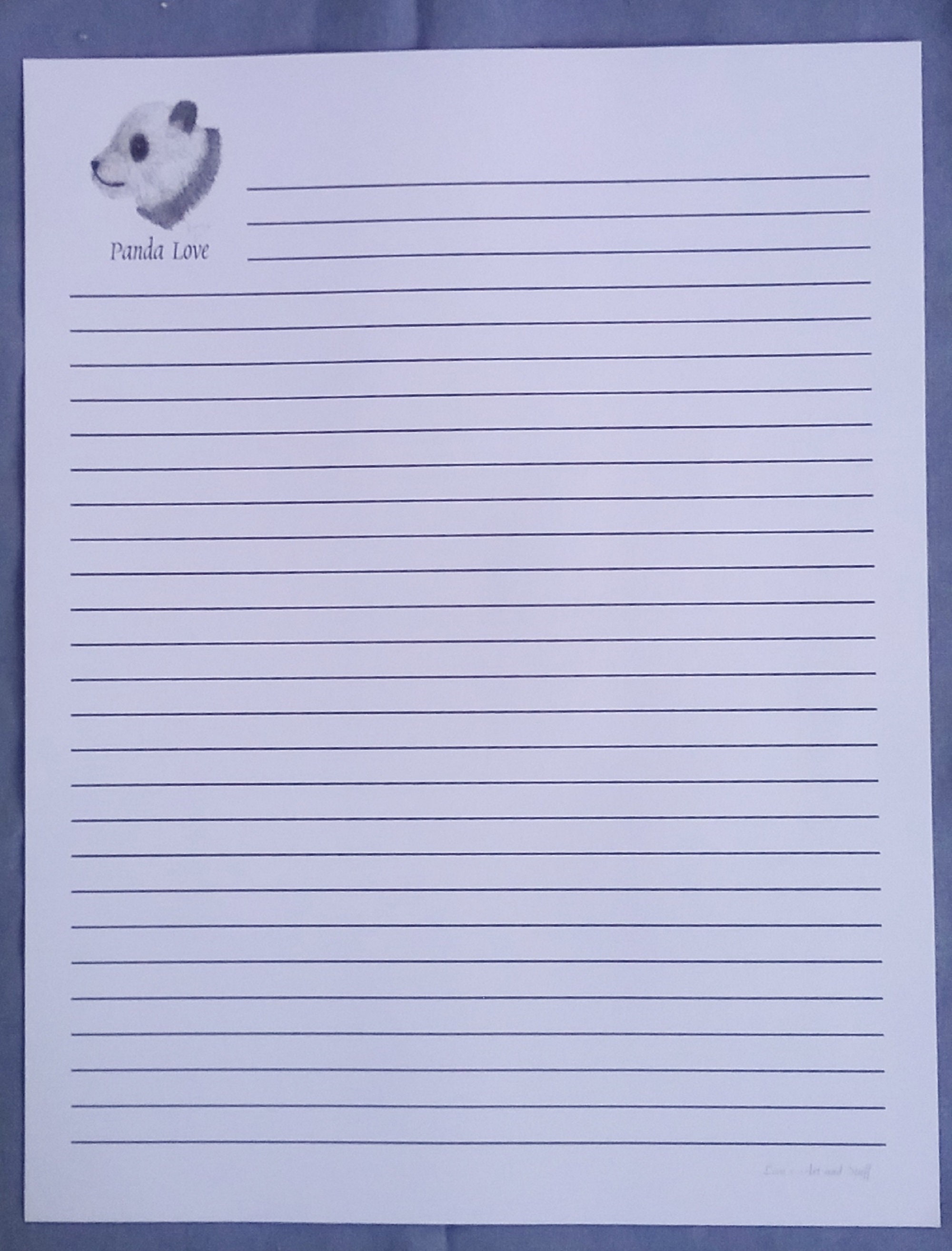 Panda Lined Stationery Letter Sheets / Panda Writing Paper / Etsy