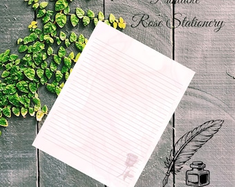 Rose gefüttert Briefpapier zum Ausdrucken: Rosa Briefpapier zum Ausdrucken (Digitaler Download, PDF, PNG, JPG Dateien)