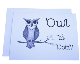 Owl Note Cards-Owl Greeting Card- Art