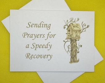 Christian Get Well Card: Birdhouse Art, Speedy Recovery Prayers