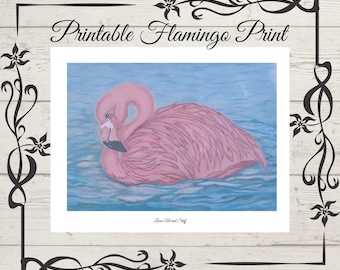Flamingo Kunstdruck: 8,5 "x 11" ungerahmt Wanddekoration (Digitaler Download)