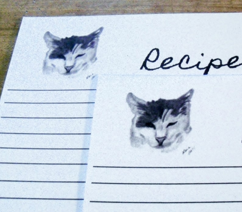 Cat Baking Recipe Card Set Cat Lined Recipe Card Set