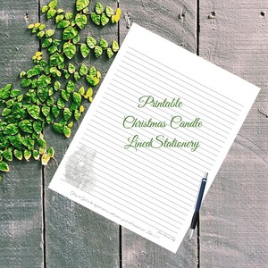 Hojas de cartas de papelería forradas con velas navideñas imprimibles / digitales / Arte