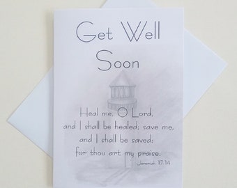 Lighthouse Christian  Get Well Card / Speedy Recovery Cards / Art