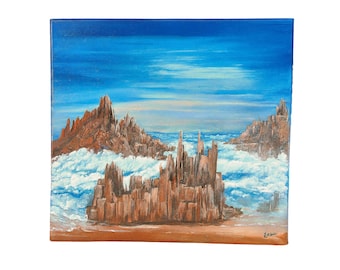 Ocean Cove with Crashing Waves | Original 12x12 Acrylic Seascape Painting