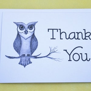 Owl Thank You Cards / Blank Thank You Cards / Art - Etsy