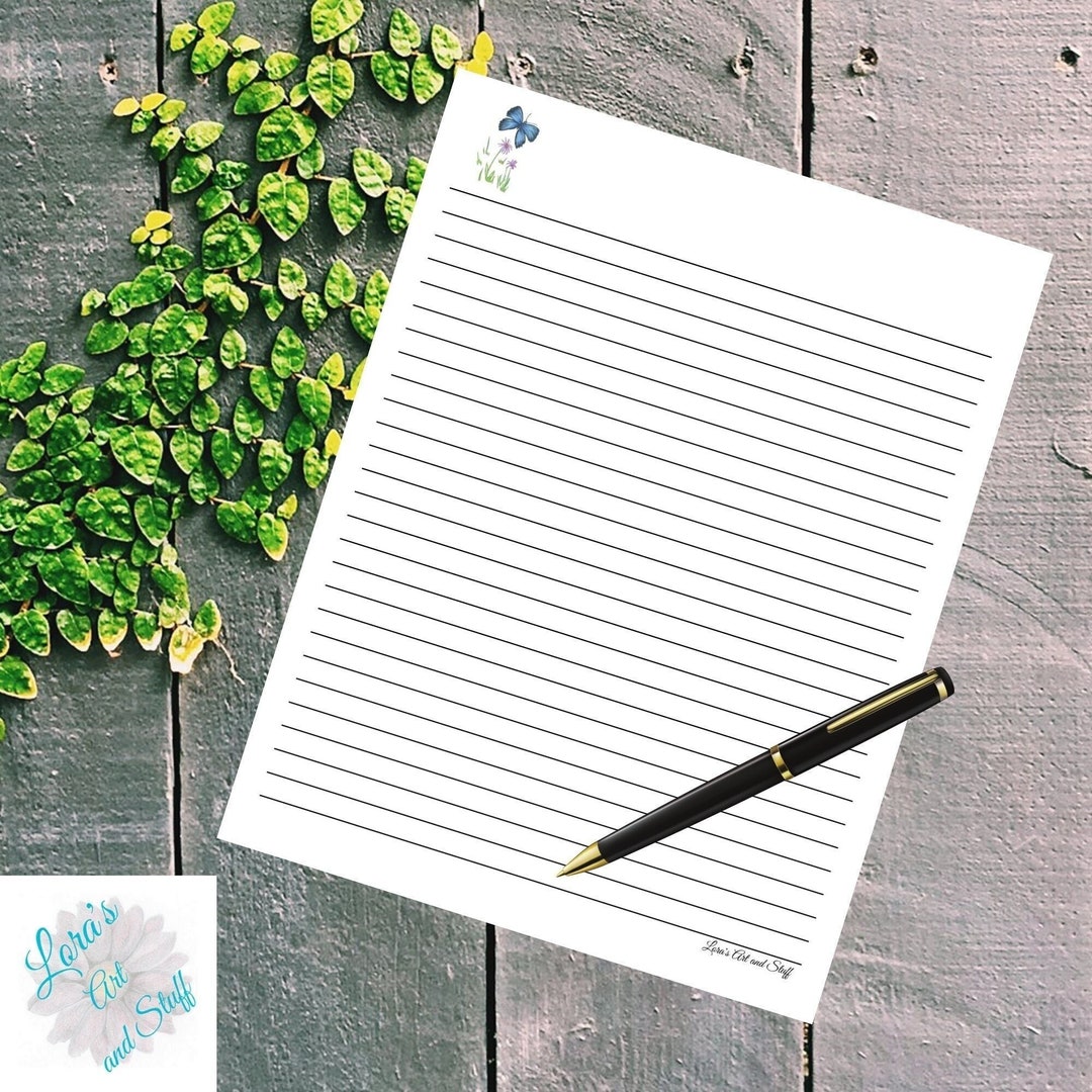 Printable / Digital Butterfly and Wildflower Lined Writing Paper ...
