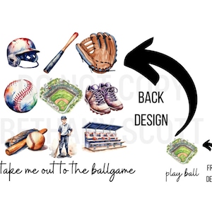 Sport aquarel jongens honkbal voorvak en volledige achterkant ontwerp digitale download PNG voor sublimatie en DTF