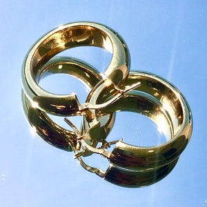 Gold Plated Chunky Italian Round 20mm Hoop Earrings