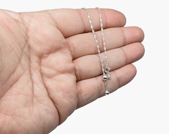 Cavigliera In Argento Sterling 925 Singapore - Catena Bianca E Gialla, Placcata Rodio, Lunghezza Regolabile 9-28cm