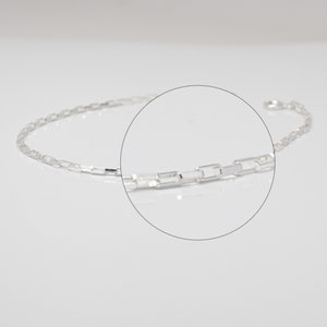 925 Sterling Silver Long Box Chain Anklet/Bracelet