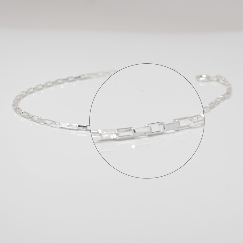 925 Sterling Silver Long Box Chain Anklets