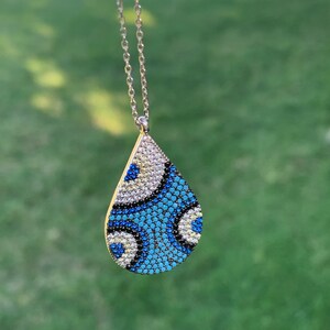 925 Sterling Silver Nano Turquoise Teardrop Necklace