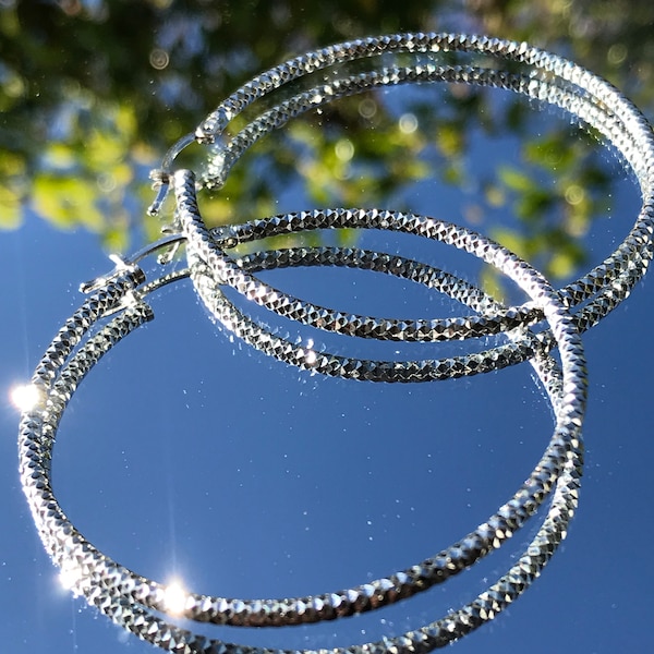 Diamond Hoop Earrings Etsy