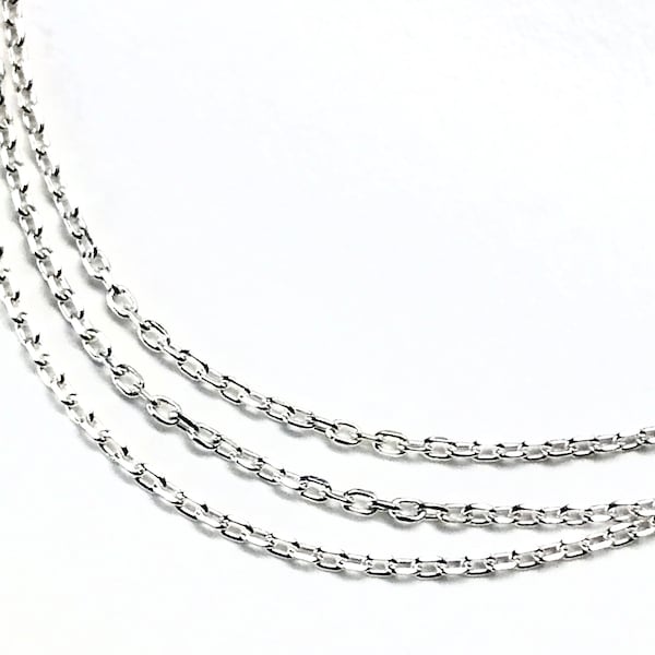 Italian 925 Sterling Silver 3 Strand Cable Chain Adjustable Necklace