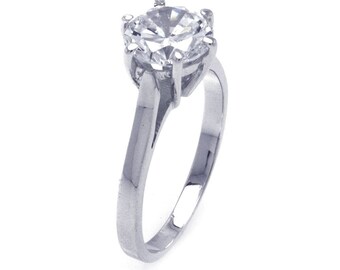 925 Sterling Silver 11mm Round Single Stone Solitaire Ring