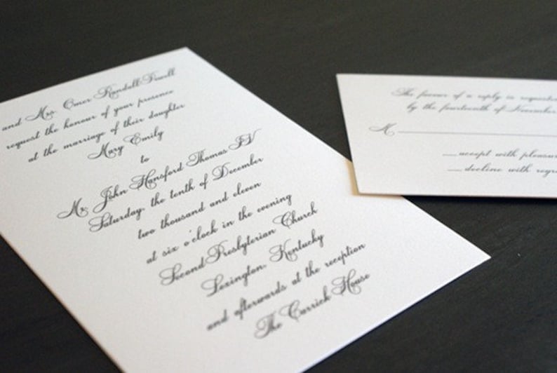 Traditional Script wedding invitation with formal script font