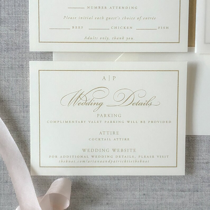 Classic Frame Thermography Wedding Invitation With Gold Ink Etsy