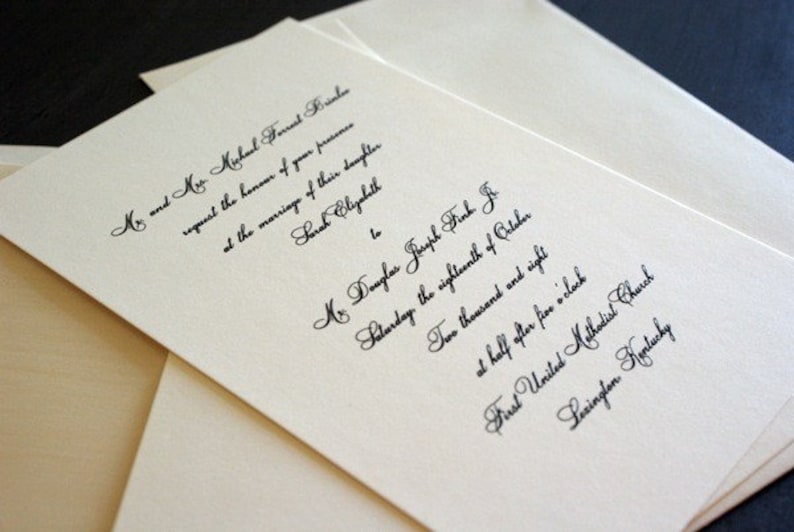 Traditional Script wedding invitation with formal script font