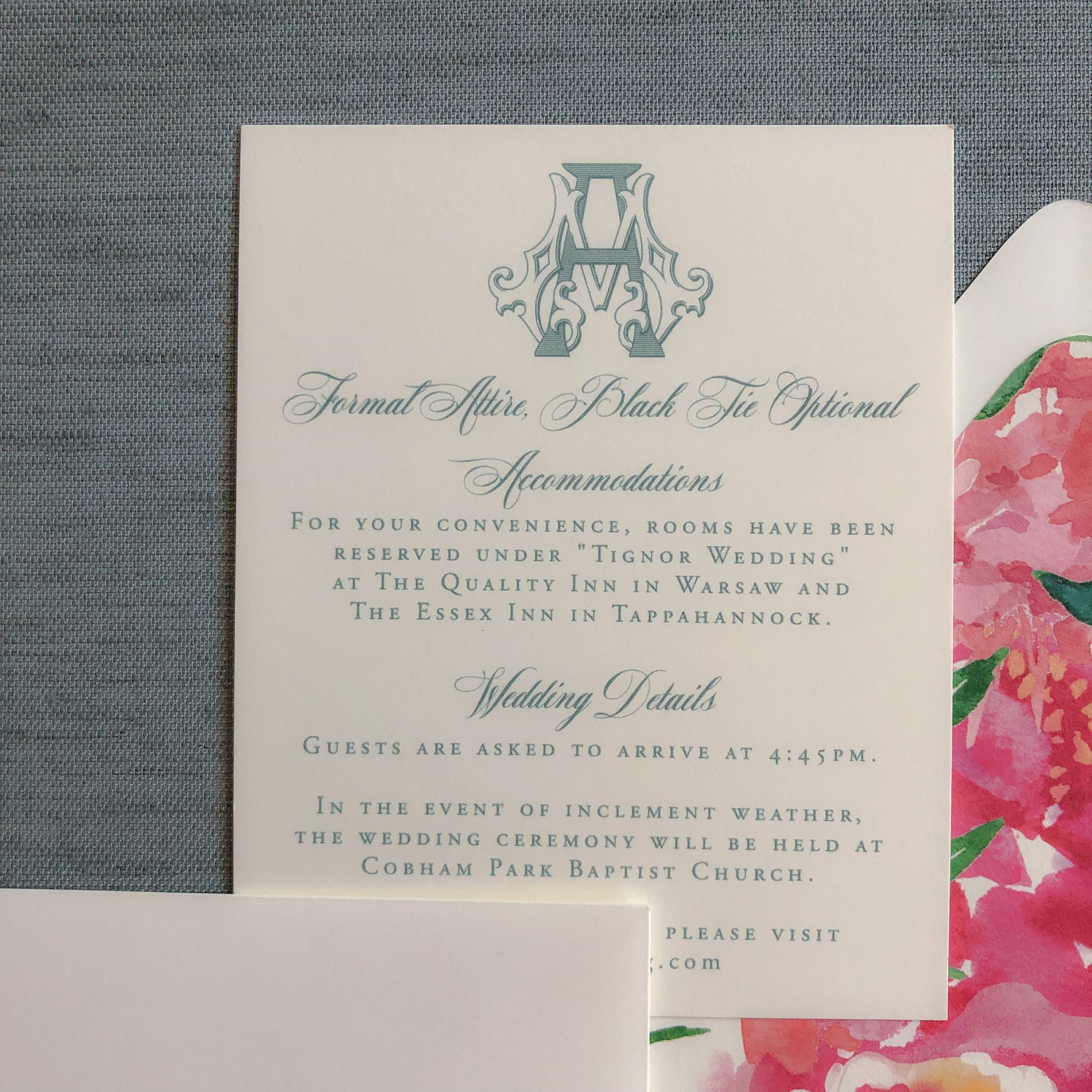 Victorian Monogram Thermography Wedding Invitation in French Etsy