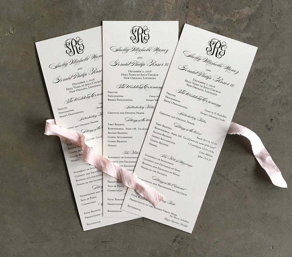 Classic Monogram tea length wedding ceremony program