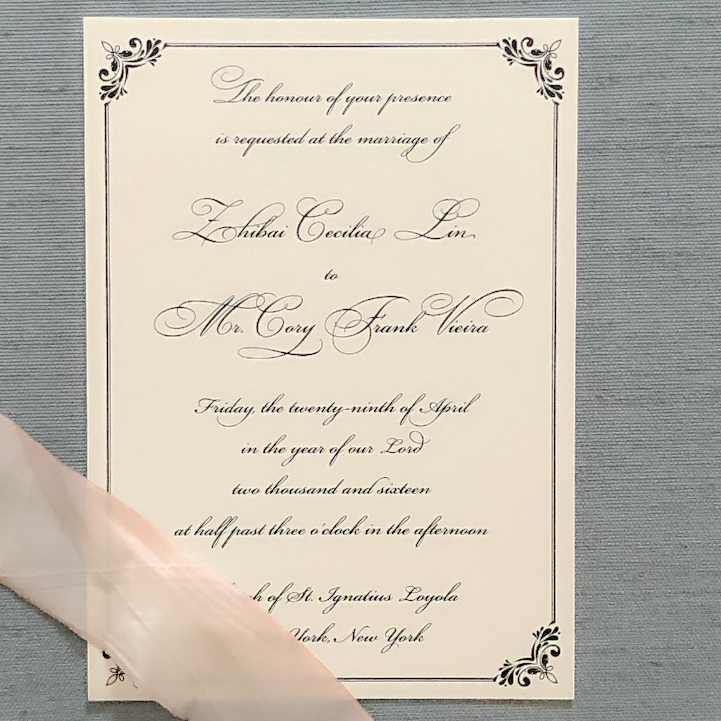 Regency Black Thermography Wedding Invitation Sample Etsy