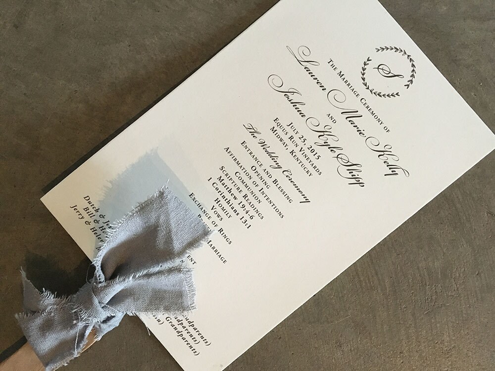 Drawn Laurel Wedding Ceremony Fan Program