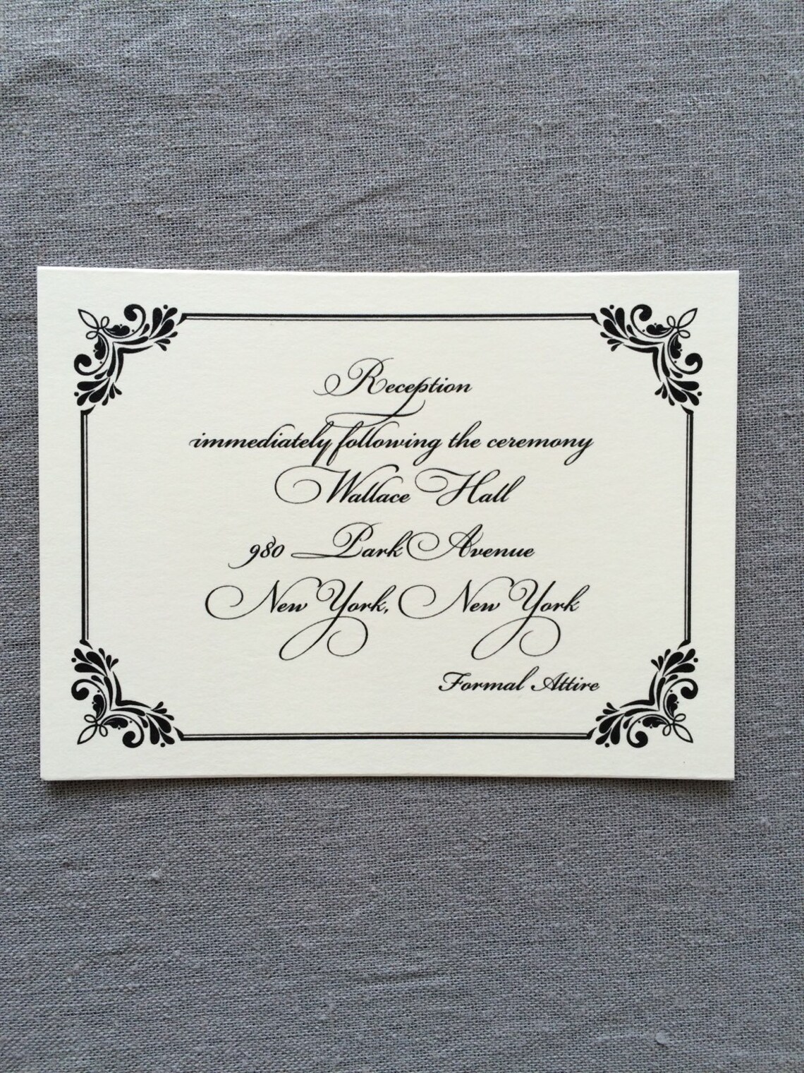 Regency Black Thermography Wedding Invitation Sample Etsy