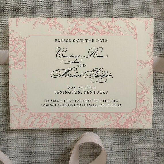 Peony Toile Save the Date Cards